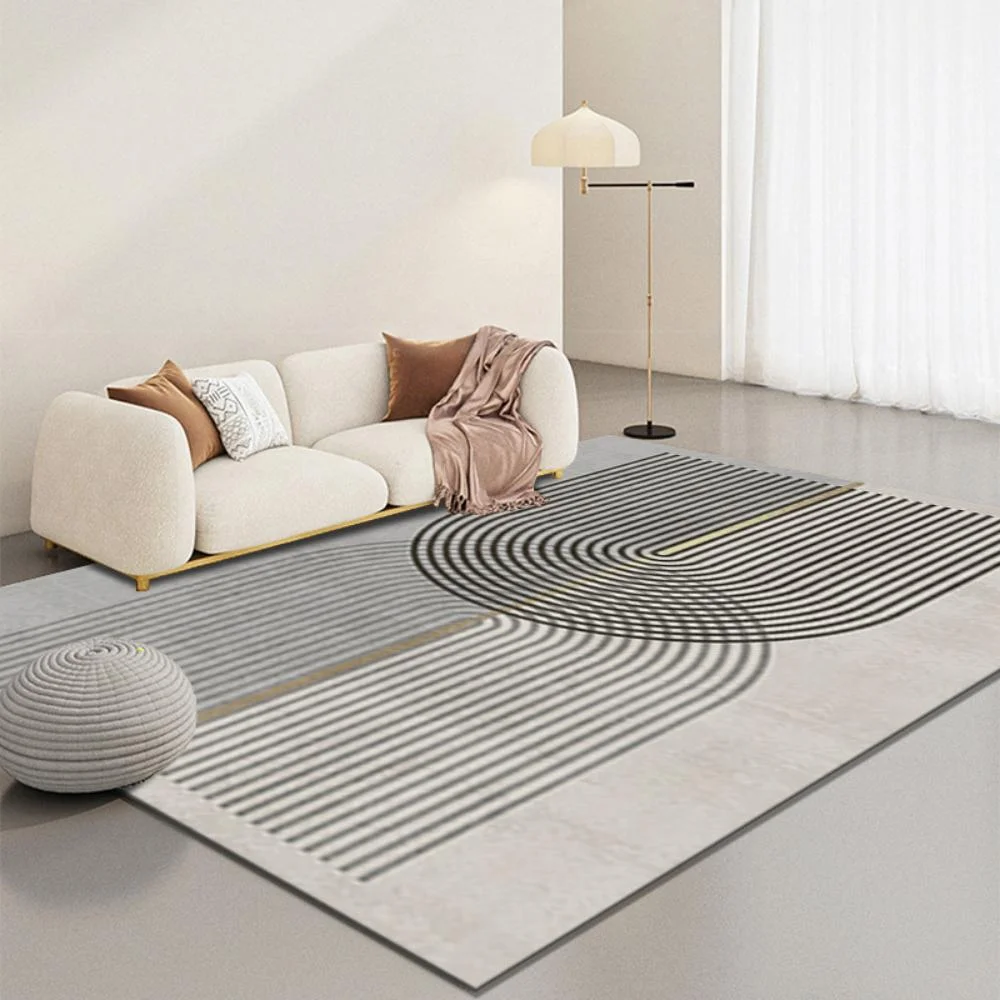 VIKAMA Crystal Pile Carpet Striped Modern Minimalist Living Room Bedroom Hotel Washable Non-Slip Mats Stain-resistant Large Rugs