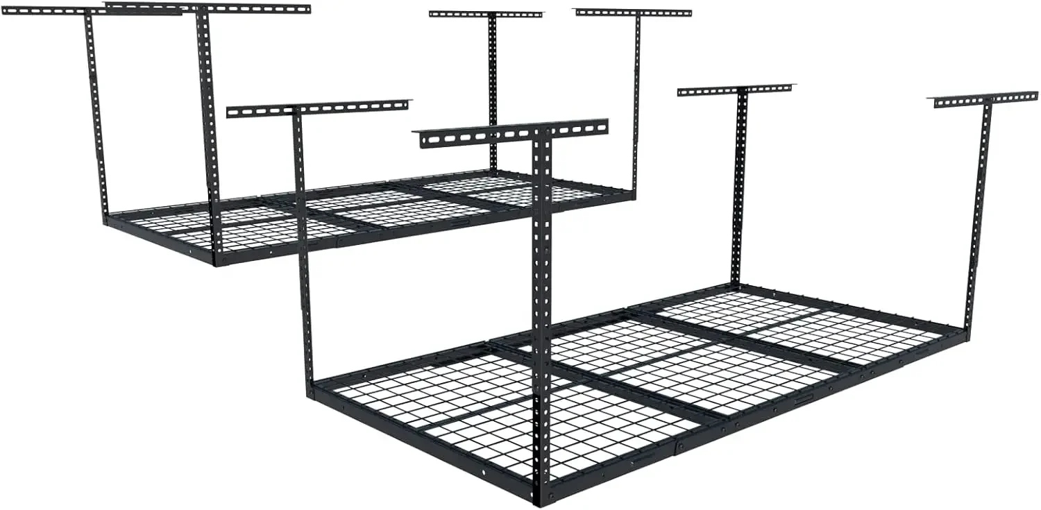 Adjustable Ceiling Garage Storage Racks 3X6 2 Pack 72In Length 36In Width 40In Height 900Lbs Total Load Capacity Black Classic S