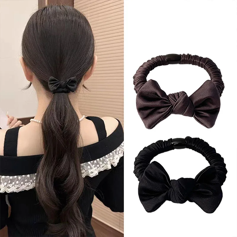 

Elegant Solid Bow Simple Elastic Hair Band For Women Girls Hair Ring Rubber Band Hair Tie Scrunchie Fashion Hair Accessories