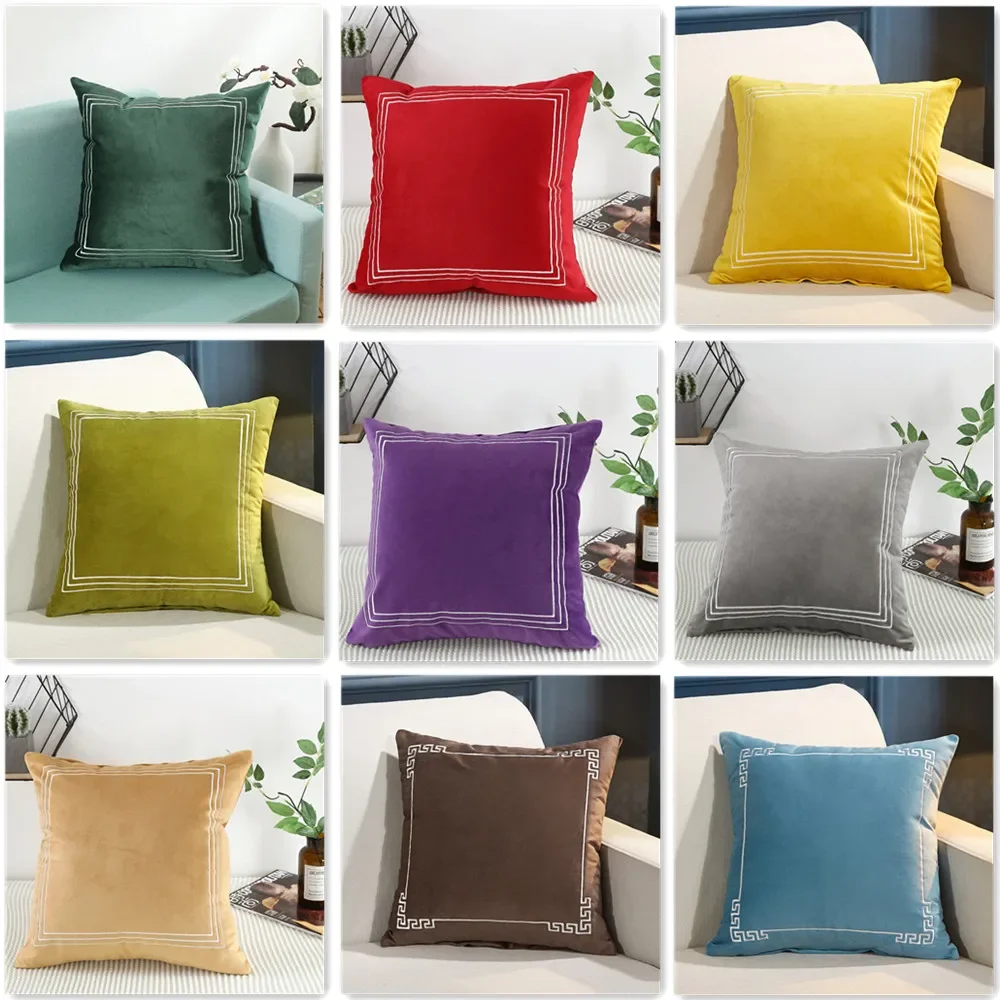 Luxury 55X55 CM Square living room Sofa Cushion Throw Bedside Cervical Waist Back Pillow velvet embroidered sleeping pillow A1