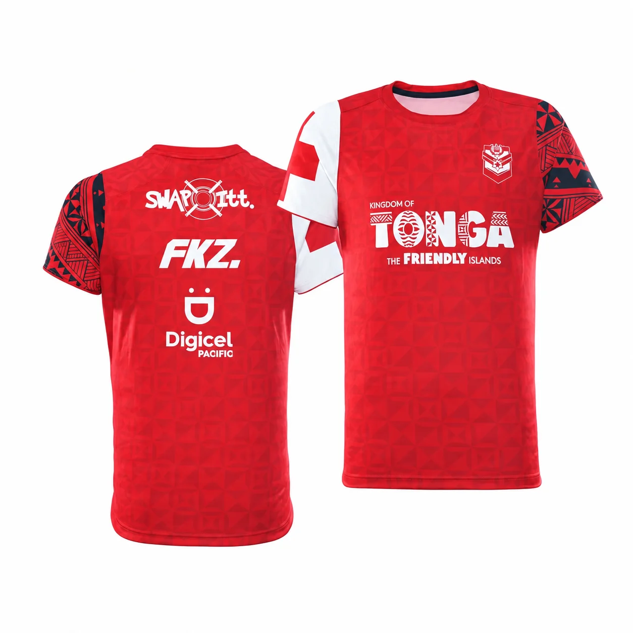 Mens Sports Jersey T Shirt Red Black White Geometric Print Short Sleeve Crew Neck Casual Summer Streetwear