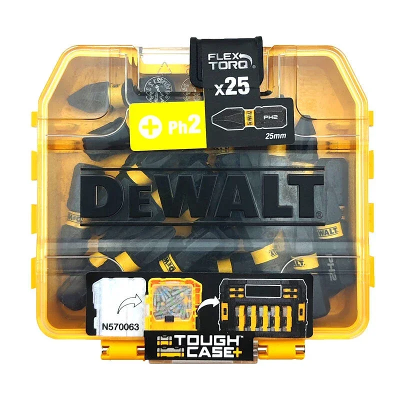 DEWALT DT70555T Extreme FLEXTORQ 25PC Set PH2 25mm Bit In Small Bulk Storage Case Dewalt Power Tool Accessories DT70555T-QZ