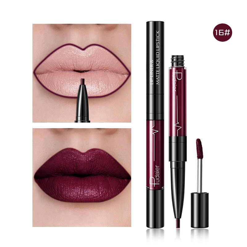 New Double-headed Lipstick Matte Lip Gloss Lip Liner Long Lasting Easy Makeup and Waterproof Makeup Beauty Matte Lipstick