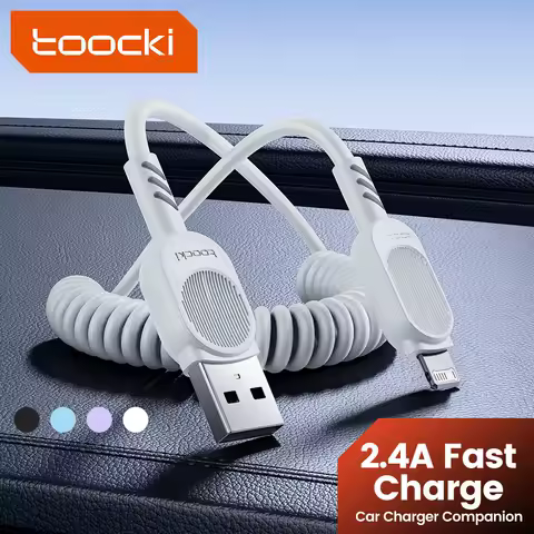Toocki Spring USB to iP Cable for iPhone 14 13 12 Pro Max Xs Max 2.4A Fast Charge Charger USB Lighting Cable for iPhone iPad Pro