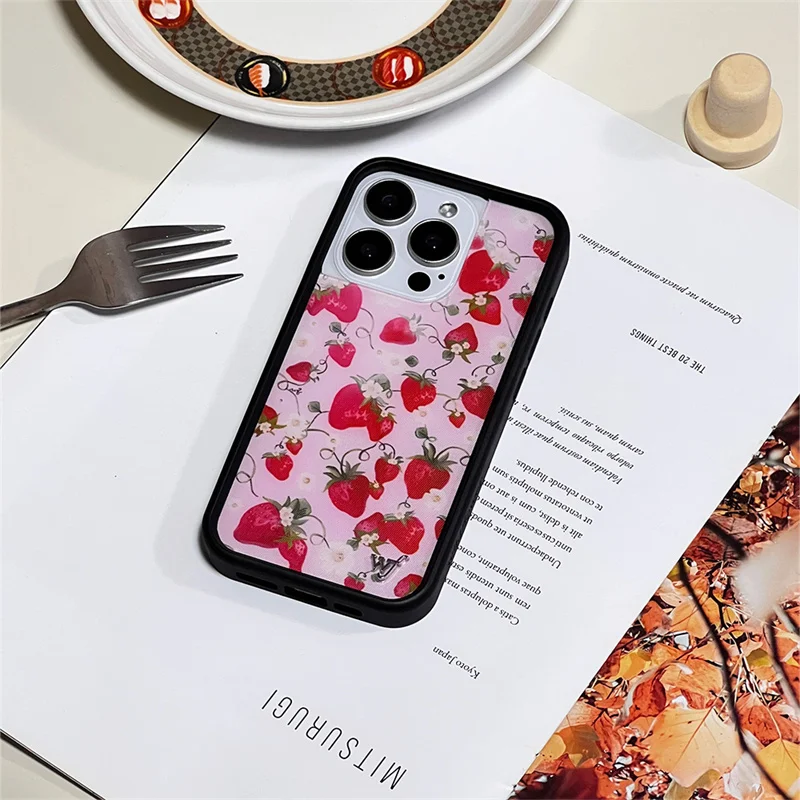 야생화 딸기 필드 Bow Beau 전화 케이스 iPhone 16 15 14 13 12 Pro Max Plus WF 스타 베리 러블리 오리 뒷면 커버