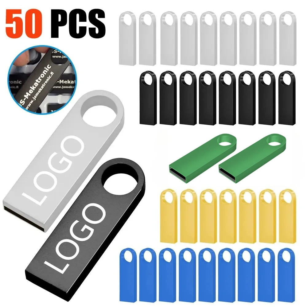 

50 шт./лот, металлические флэш-накопители USB 2.0/3.0, 128 ГБ, флэш-накопитель, 8 ГБ, 16 ГБ, 32 ГБ, 64 ГБ, память, USB-накопители, креативный бесплатный логотип, USB