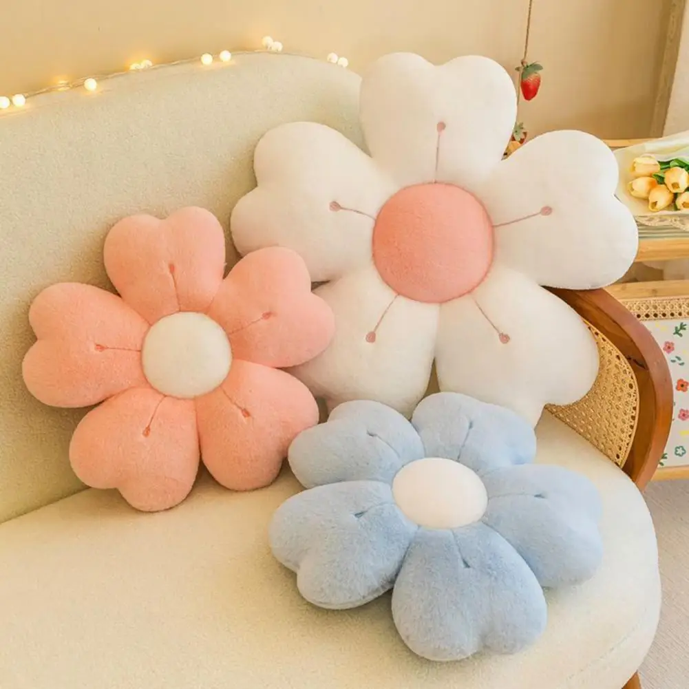 Throw Pillow Wear Resistant Washable Aesthetic Flower Shaped Floor Pillow Non-Fading Vibrant Color Cozy Floral Cushion