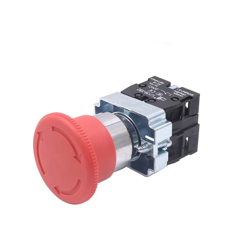 22mm XB2-542 Mushroom Head Emergency Stop Button Switch 10A/415V Emergency Stop Power Button Switch