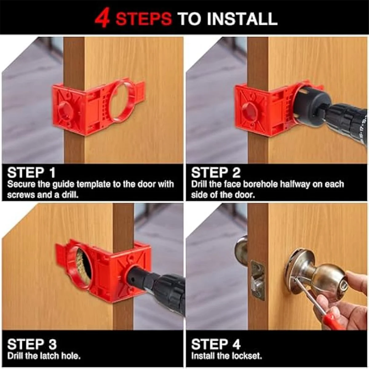 Door Lock Installation Kit,Door Hole Drilling Kit for Wooden Doors,Door Lock Hole Saw Door Knob Installation Kit