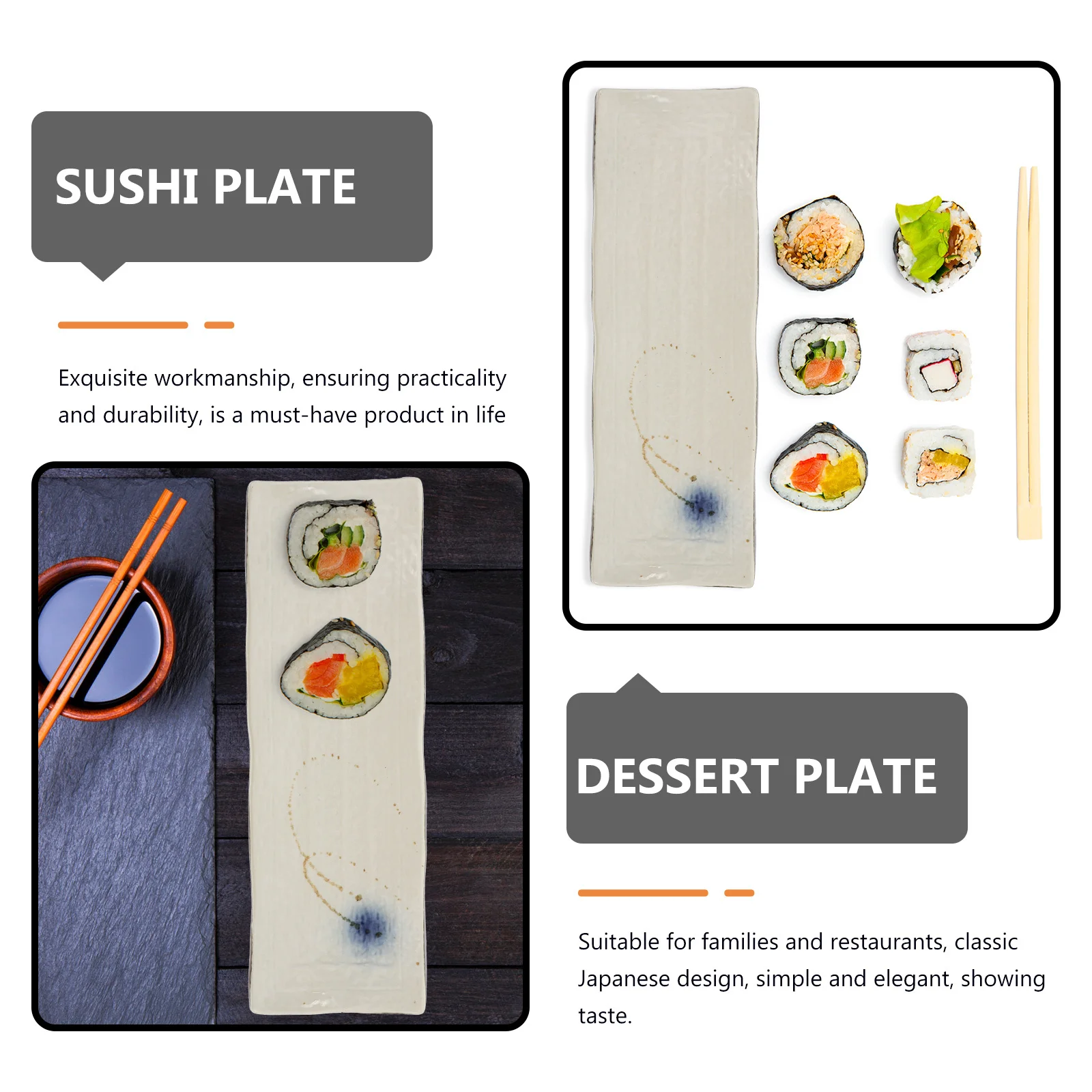 

Plate Sushi Theme Platter Serving Plates Japanese Dishes Style Sashimi Tray Ceramic