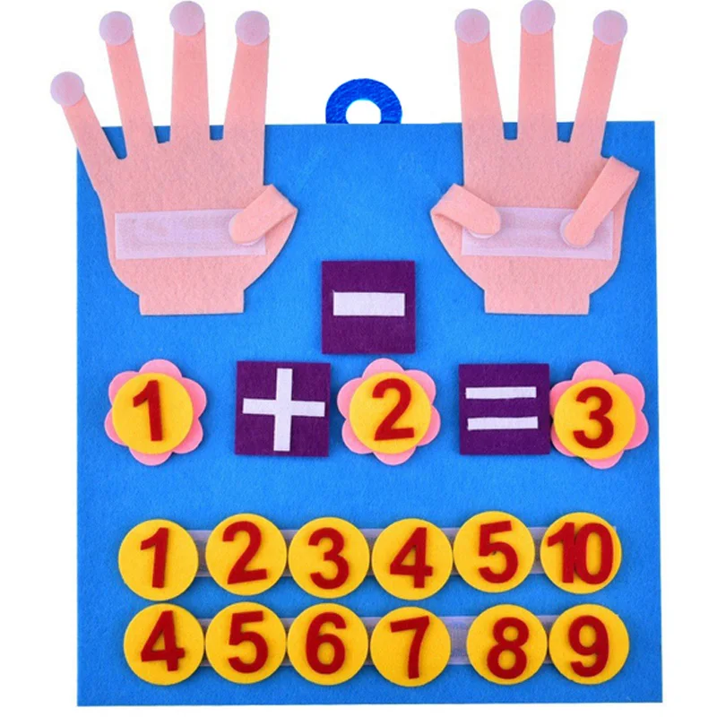 2 pçs jardim de infância feltro dedo matemática ocupado placa montessori aprendizagem educacional crianças brinquedo manipuladores pré-escolares para sala de aula