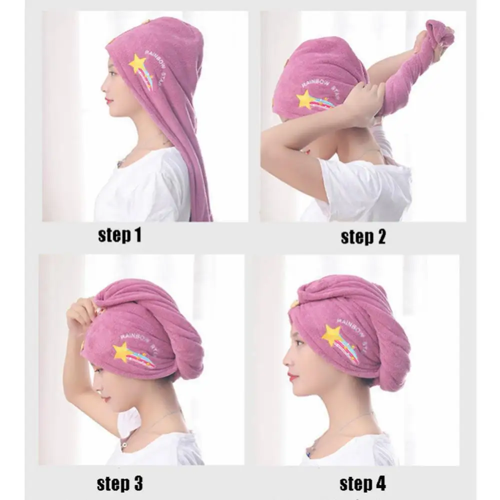 Long Hair Quick Dry Hat Microfiber Hair Towel Strong Water Absorbent Hair Cap Bath Towel Women Wrap Wiping Hair Towel Shower Cap