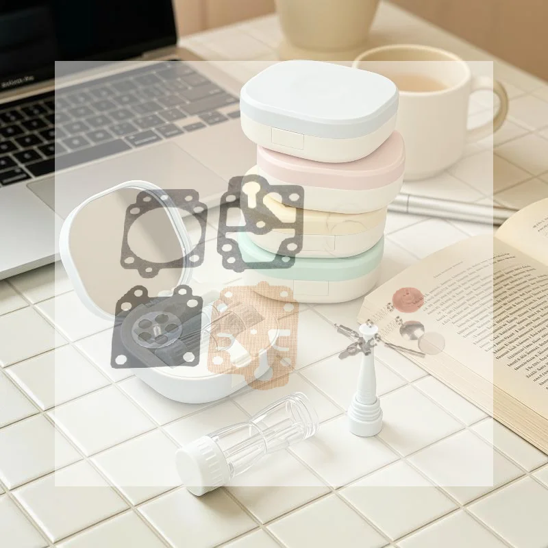 Shockproof Contact Lens Case with Mirror Solid Color Durable Plastic Storage Holder for Trip Outdoor Use