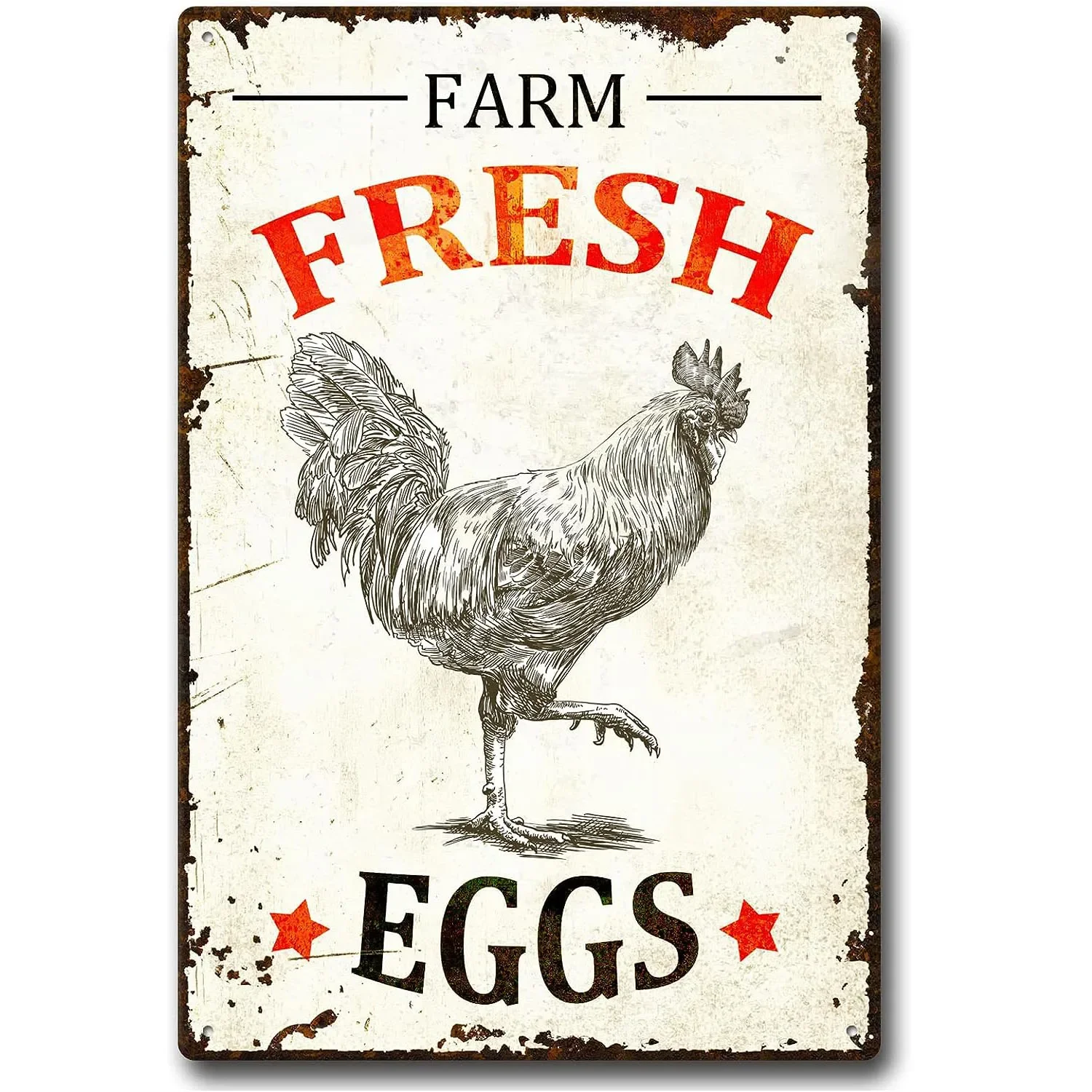 

Vintage Farm Fresh Eggs Metal Tin Sign for Farmhouse Coop Entryway Decoration Wall Art Decor Plaque Accessories 8x12 Inch