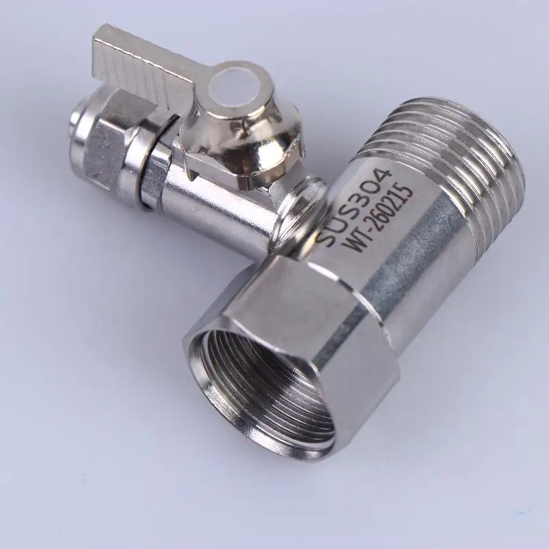 Elettrovalvola 1 set Sliver RO Feed Water Adapter 1/2 to 1/4 3/8 Shut Off Ball Valve Corrosion Resistant for Kitchen Under Sink Water Filter Acqua e vapore — dettaglio 1