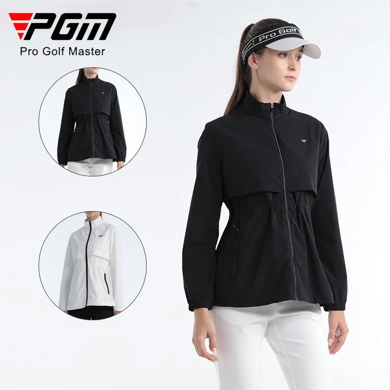 

PGM Autumn Women Warm Windproof Golf Jacket Ladies Stand Collar Windbreaker Pocket Slim Coats Fashion Golf Apparel S-XL