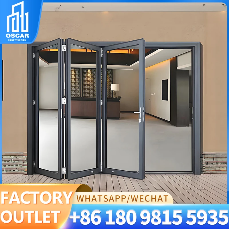 Customized Waterproof Exterior Outdoor Bi Fold Doors Aluminium Accordion doors