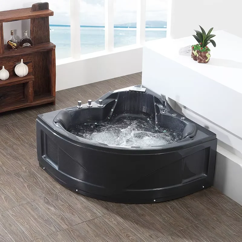 

STLFQianshengjia Bathtub Households Fan-shaped Bathtub Small Households Surfing Massage Thermostatic Triangular Bathtub