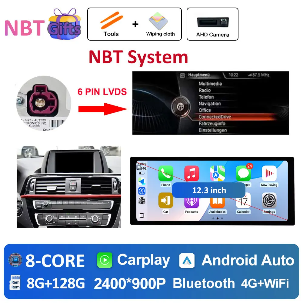 Autoradio Android 16 Multimedia Speler 4G voor BMW 2 Serie F45 F46 2014 - 2018 NBT EVO Systeem Ultradunne ScreenGPS Navigatie