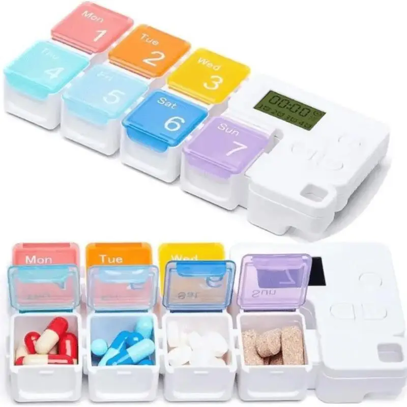 1Pcs Electronic Timing Reminder Medicine Boxes Smart 7-Day Pill Storage Box Alarm Timer Pills Organizer Pill Container