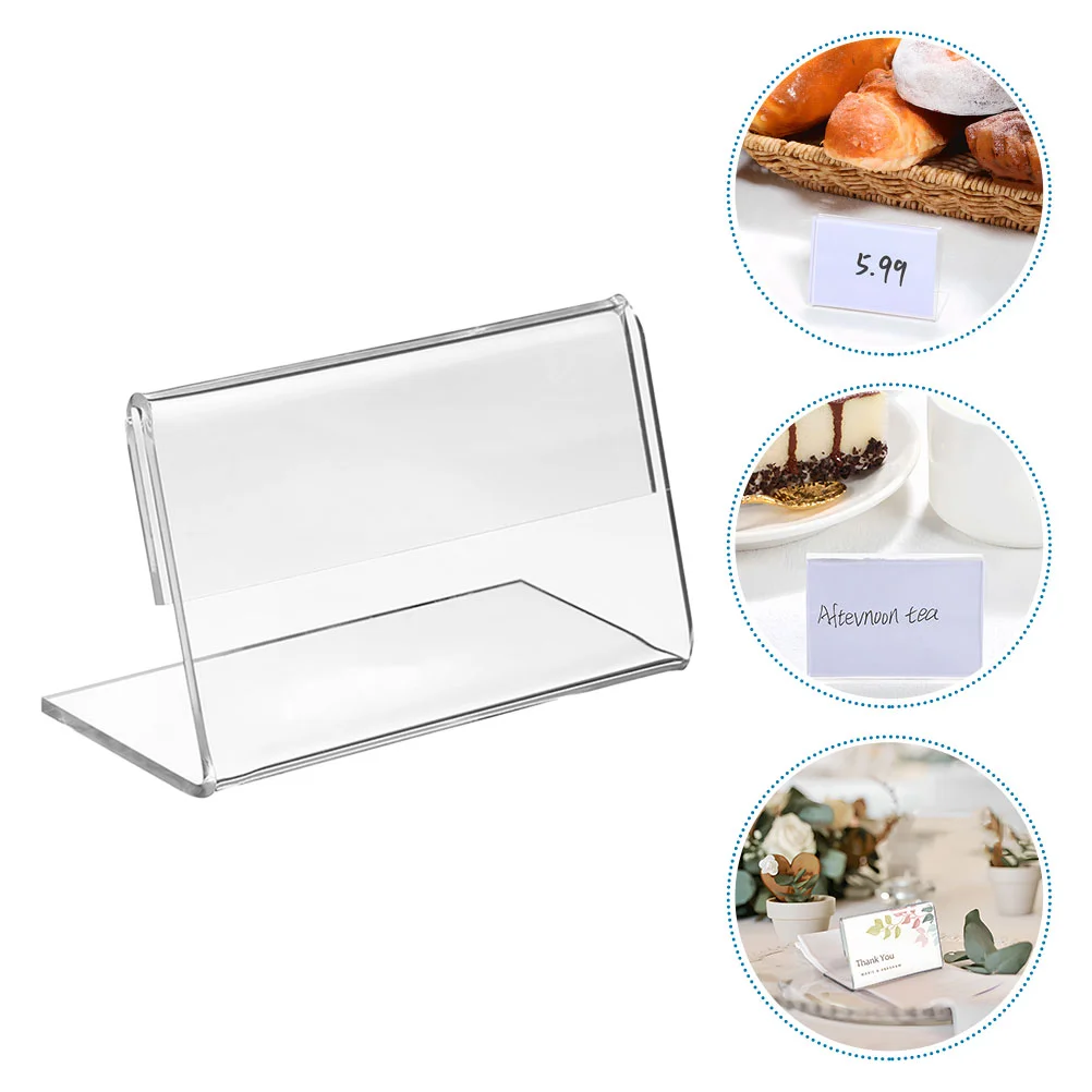 30 Pcs Desktop Stand L-shaped Card Price Tag Display Bag Purse Stands Promotional Greeting Holders Transparent