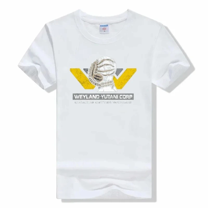 2024 Vintage Aliens Nostromo Gold Tshirt Men Round Neck Cotton T Shirt Weyland Yutani CORP New Tops Tees graphic t shirts