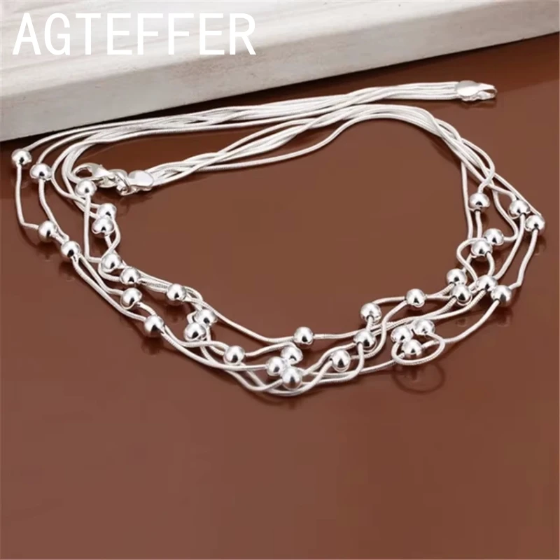 Hot Retro Charm 925 Sterling Silver Necklace for Women Lady Chain Solid Bead Fashion Trends Wedding Party Jewelry Gifts