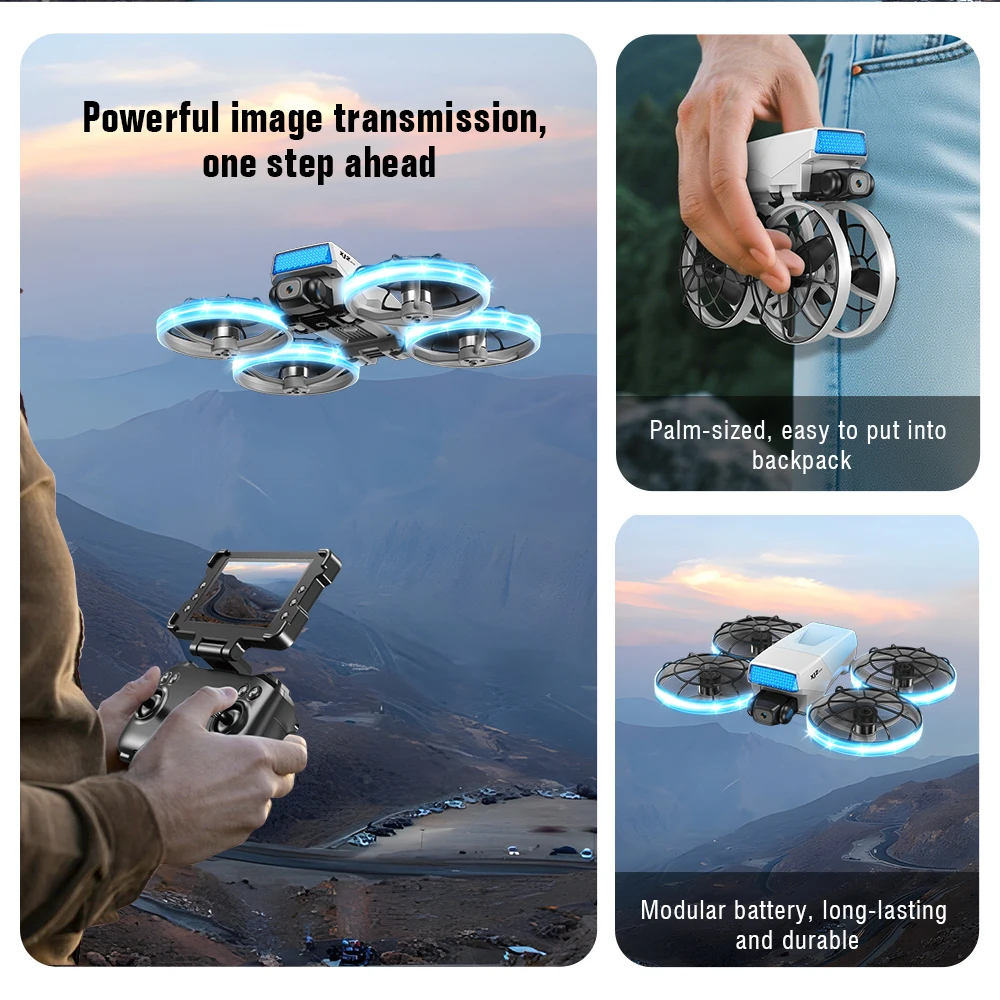 كاميرا XJ2 Mini Drone 8K HD، طائرة رباعية أجهزة الاستقبال عن بعد بدون فرش قابلة للطي، لعبة التحكم عن بعد للأطفال المراهقين المبتدئين هدية بدون طيار