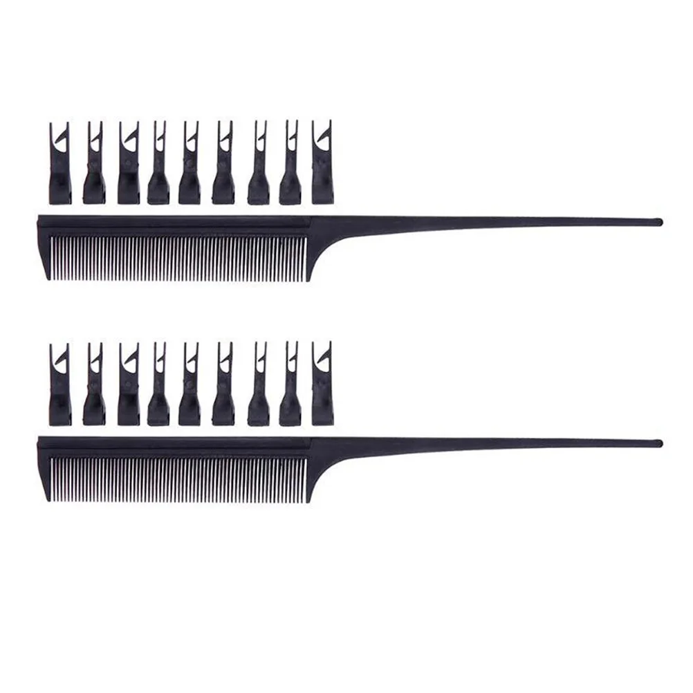 

2pcs Hair Dye Comb Black Portable Lightweight Professional Salon Home Use Multi-Purpose Shielded Trimmer For