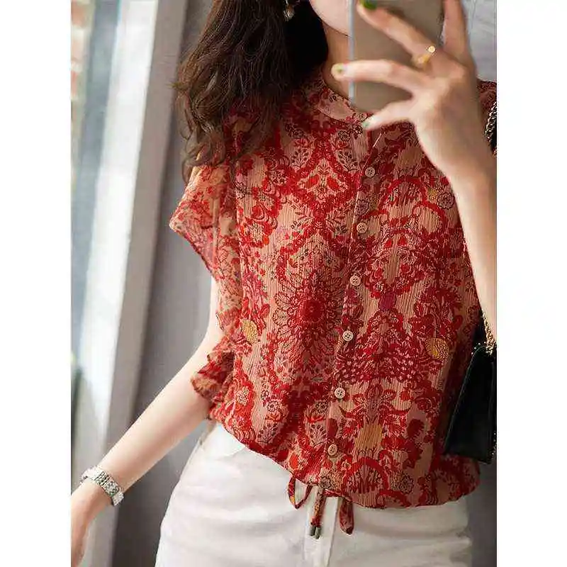 Gasa para mujer irt ort SVE novedad de verano versión coreana Sle nudo recto mezcla de algodón fino seis longitud Sve