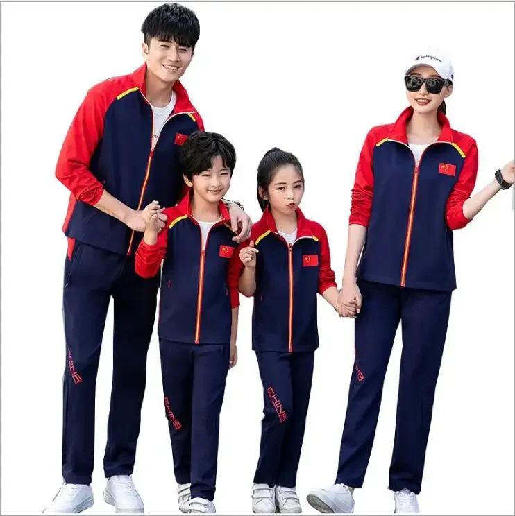 

China National Team Athletes Uniform Training Competition Sportswear Students Wushu Taekwondo Group Suits Jacket + Pants
