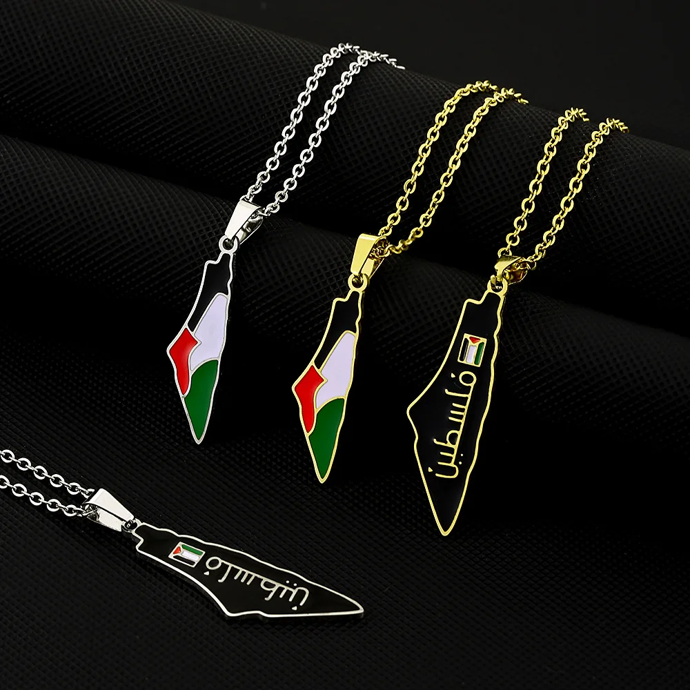 hot-selling retro Israel and Palestine titanium steel pendant necklace male and female couples