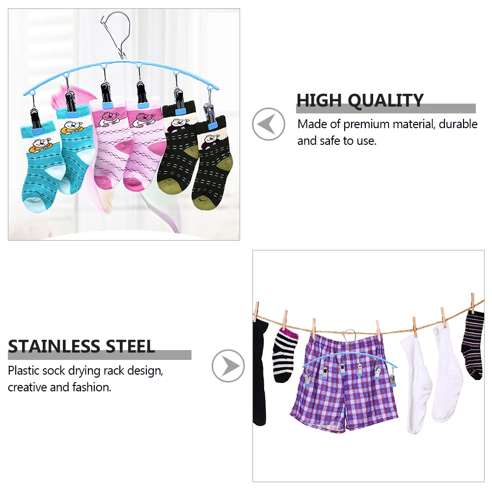 

Sock Drying Rack Windproof Hanger Clips Stainless Steel Clothes Hangers Multi Functional Racks Portable Arc Underwear