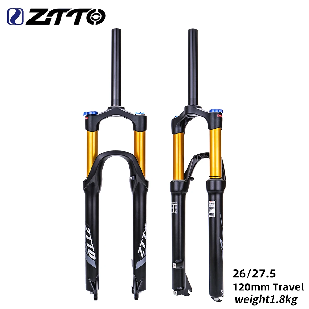 

ZTTO MTB 120mm Travel Air Suspension Mountain Bike Fork QR Quick Release Straight Tube 1 1/8" Inch 26 27.5 29 Disc Brake Mount
