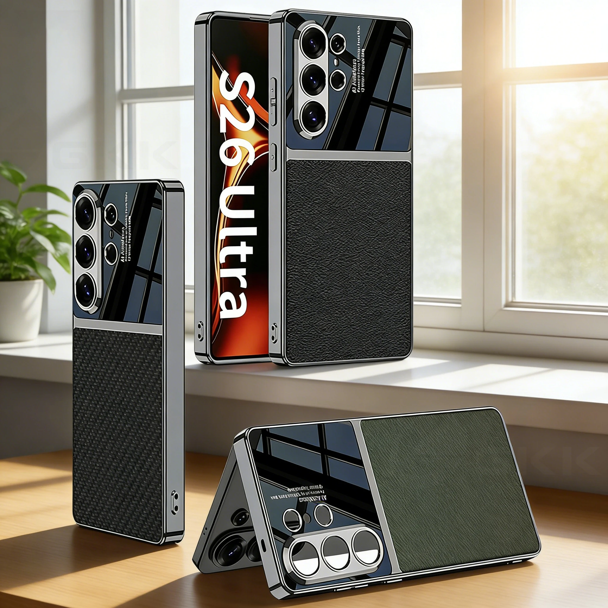 GKK Luxury Plating Leather Case For Samsung Galaxy S26 Ultra Shockproof Soft Edge Protective Cover For Galaxy S25 S24 Ultra Case