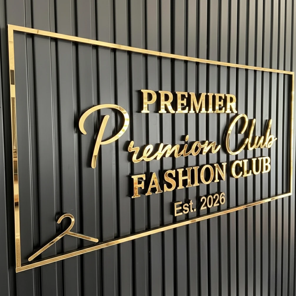 Custom Modern Logo 2D Metal Letters & LED Acrylic Signs Metal Signboard for Wall Advertising Display Home Office Shop Cafe Decor