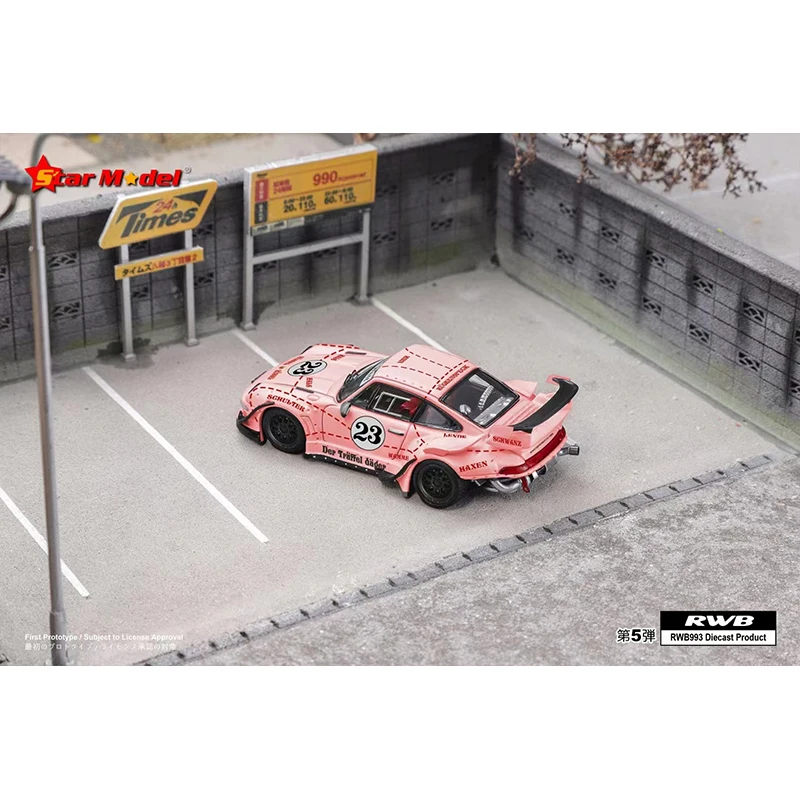 PreSale Star 1:64 RWB 930 GT Wing Pink Pig Diecast Diorama Car Model Collection Miniature Toys