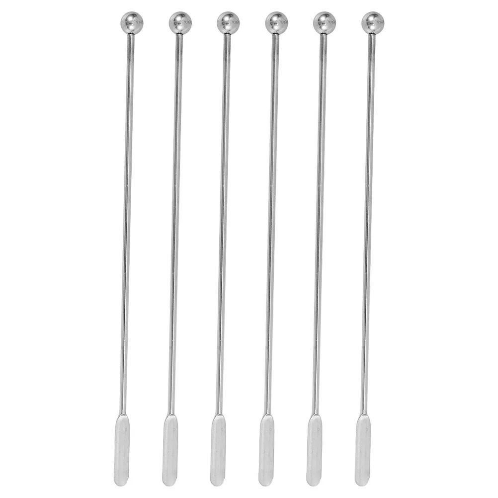 

6 Pcs Swizzle Stick Drink Stirrer Sticks Milk Tea Stirring Rod Juice Stainless Steel Coffee Stirrers Reusable Metal