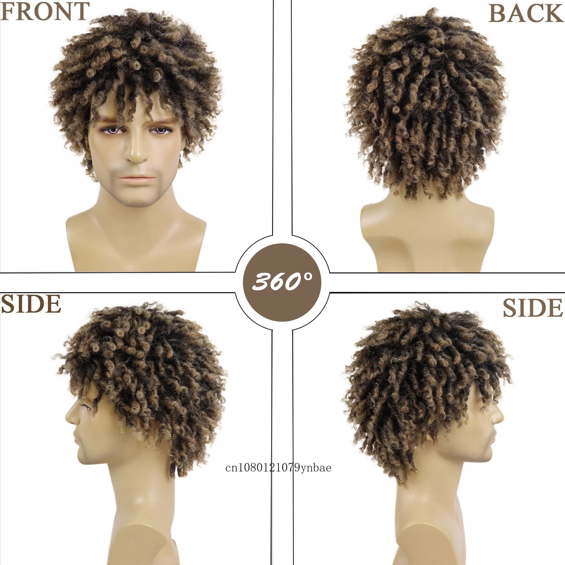 Syntetyczna peruka z dredami dla mężczyzn meska pleciona mieszanka brązowa peruka Locs szydełkowa Twist Hair Afro peruka z lokami naturalny wygląd