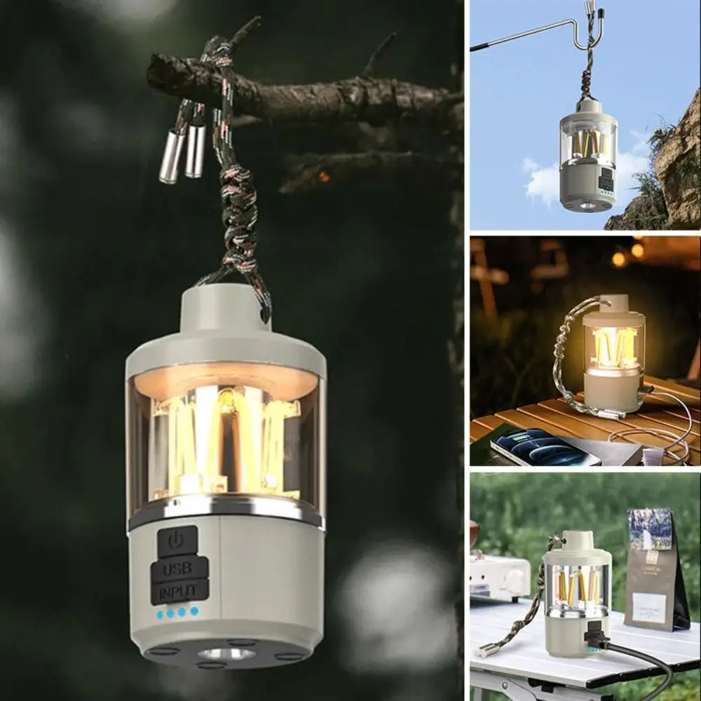 Durable Multifunctional Portable Camping Lantern LED Rechargeable Tent Lamp Hanging Atmosphere Camping Lantern Flashlight