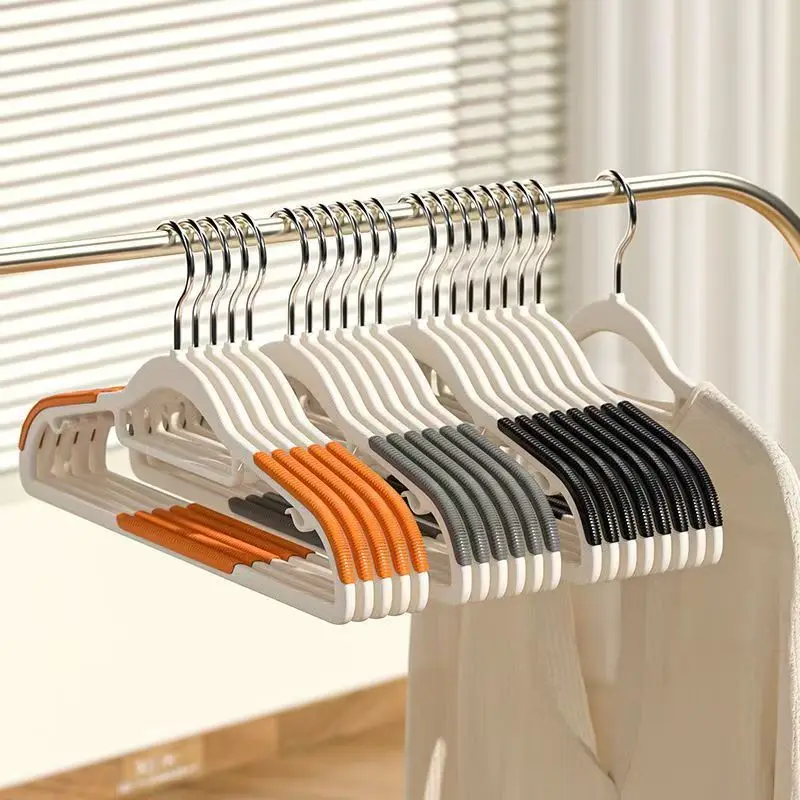 

20pcs Plastic clothes hanger anti slip thickened no marks no lifting shoulder clothes rack household dry and wet clothes hanger