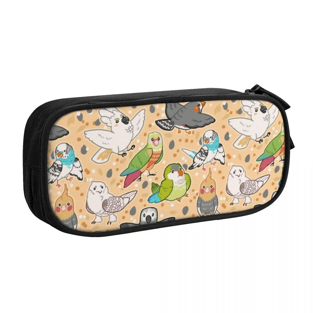 Custom Pet Birds Cute Pencil Case Boys Gilrs Large Capacity Cockatiel Budgie Parrot Pencil Bag School Accessories