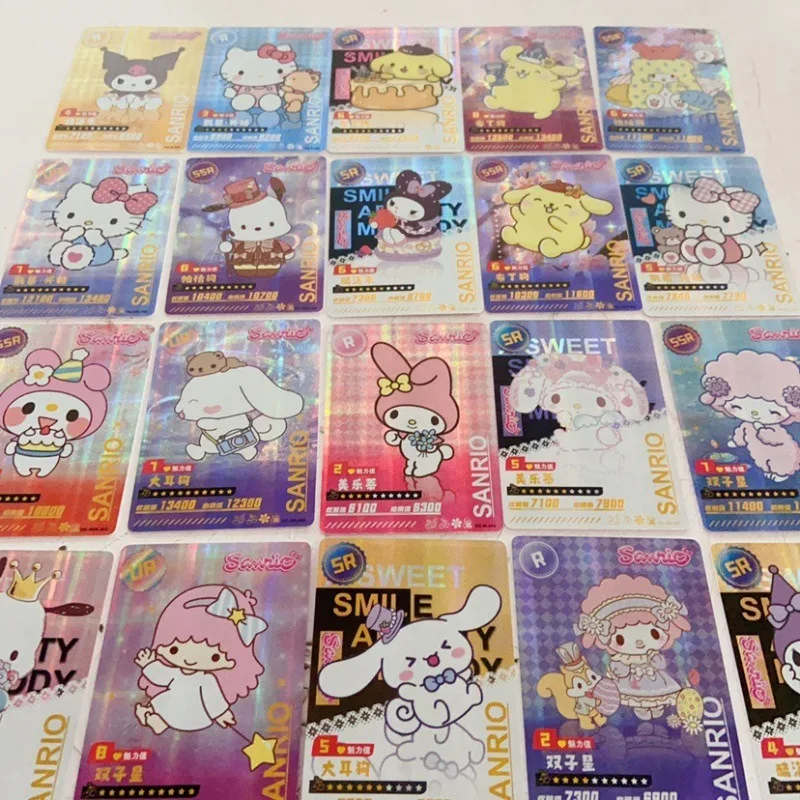 Cartoon Sanrio Shining Card Kuromi Hello Kitty My Melody Cinnamoroll Collectible Game Trading Card Children's Toy Christmas Gift