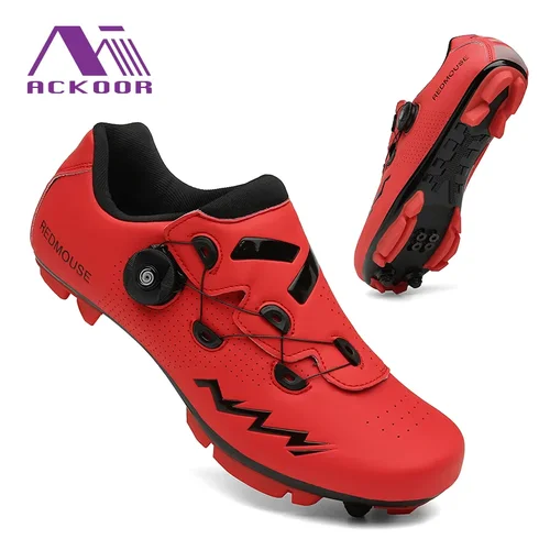 Imagen 1 del producto Zapatillas de ciclismo para hombre y mujer, zapatos antideslizantes con hebilla plana para bicicleta de montaña, todoterreno, triatlón, autobloqueo