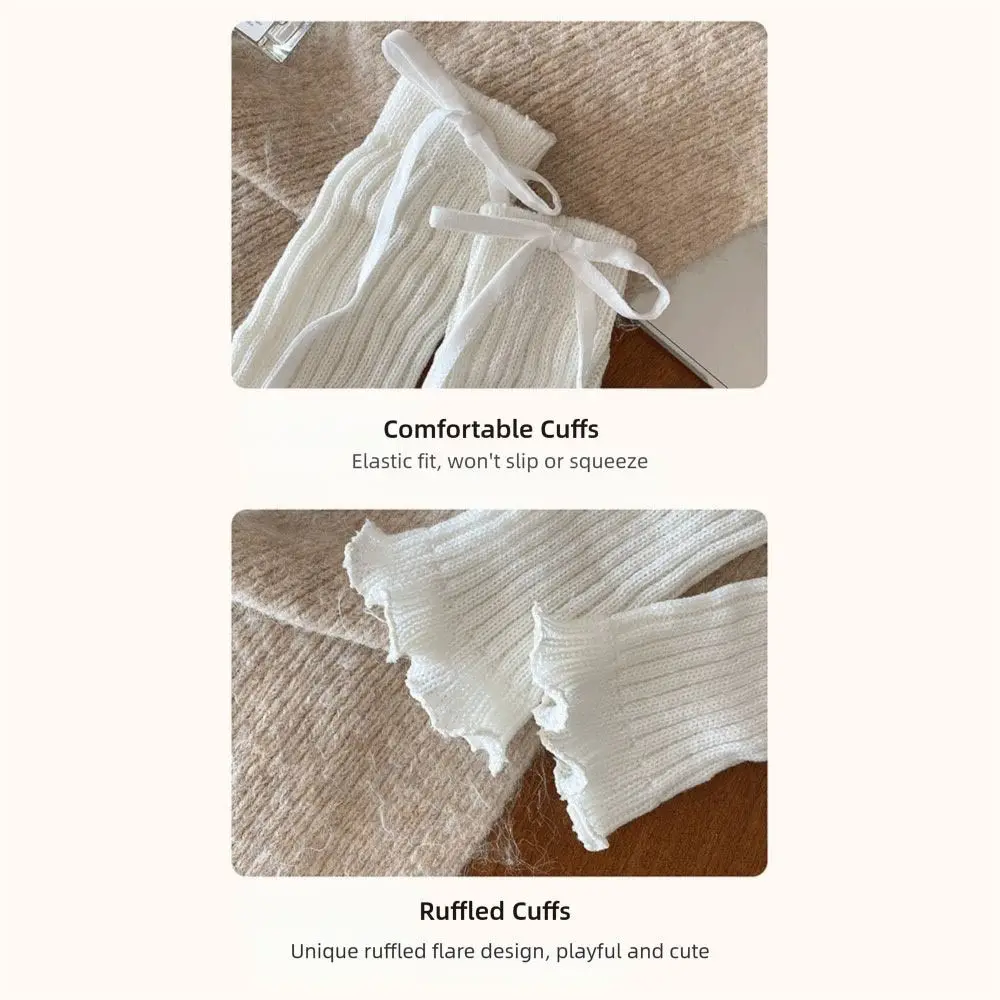 Sweet Solid Color Lace Leg Warmers Knitted Lace Trim Lolita Style Socks Soft Fabric Elastic Elastic Tube Socks Children Wear