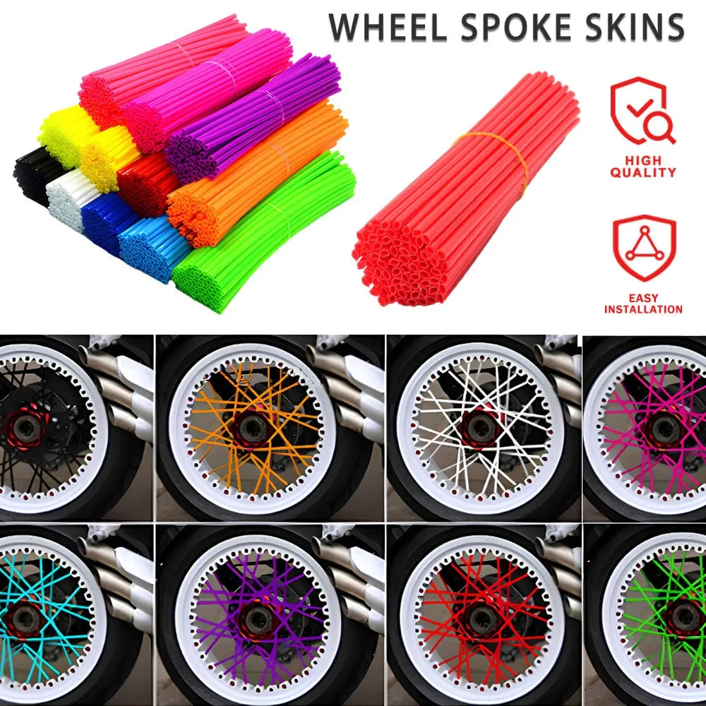 

72PCS Motocross Wheel Spoked Protector Rims Skin Trim Covers Pipe For Yamaha YZ125 YZ85 YZ80 YZ450F YZ250 YZ250F WR450F WR125
