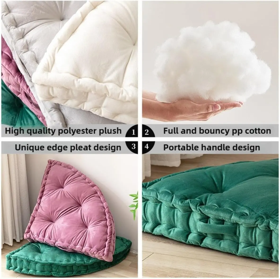 Right Angled Fan-Shaped Cushion Corner Floor Cushion Meditation Floor Pillows Cushion Yoga Cushions Thick Large Seating for Kids