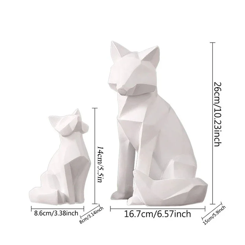 Modern Home Decorations Animal Statues Geometric Fox Sculpture Interior Ornament Living Room TV Stand Wine Cooler Crafts Artwork