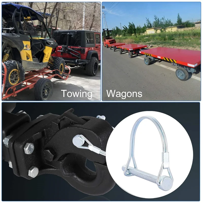 12pcs/pack Heavy Duty 1/4 Inch Wire Lock Pins Safety Coupler Pin Shaft Locking PTO Hitch Pin with round Arch Wire Ret