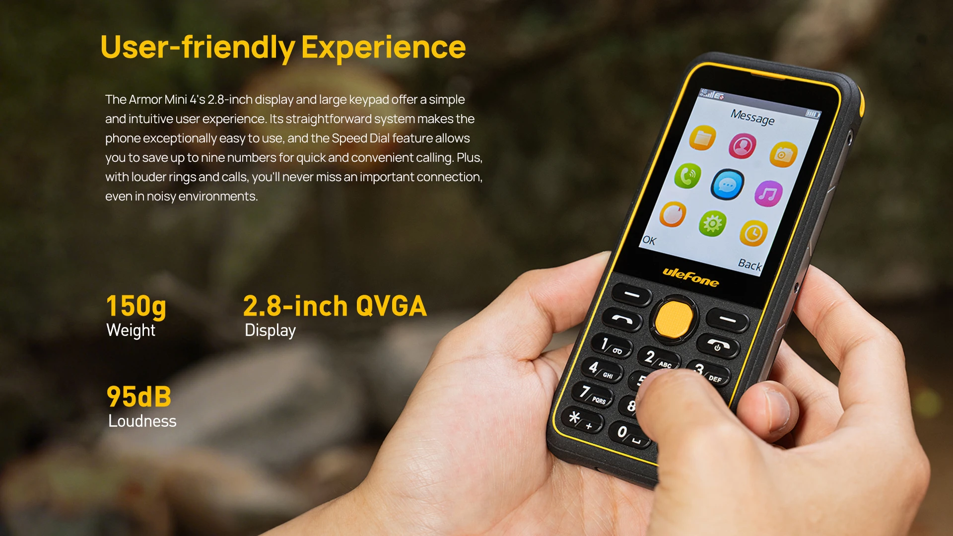Ulefone Armor Mini 4 Rugged 2.8 inch Unisoc T117 64MB RAM 128MB ROM 2MP Rear Camera 2100mAh Battery 4G Global Version